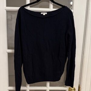 SUBDUED Made in Italy Women's Navy Blue Wide Neck Wool Cashmere Blend Sweater